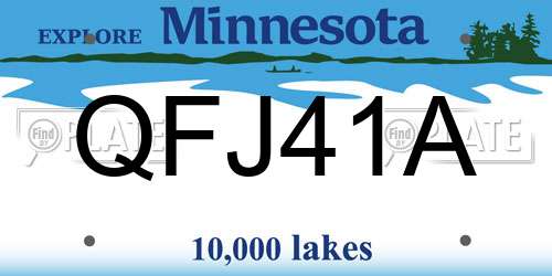 QFJ41A Minnesota License Plate