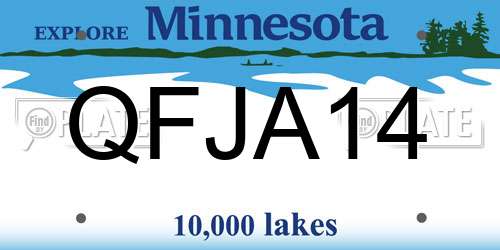 QFJA14 Minnesota License Plate