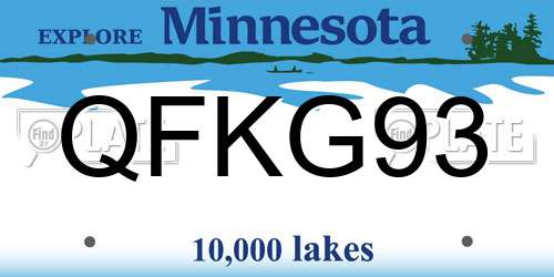 QFKG93 Minnesota License Plate