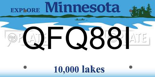 QFQ88I Minnesota License Plate