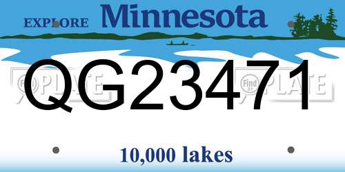QG23471 Minnesota License Plate