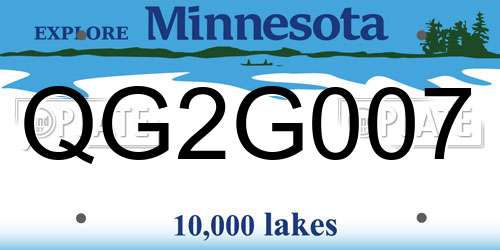 QG2G007 Minnesota License Plate