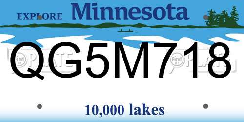 QG5M718 Minnesota License Plate