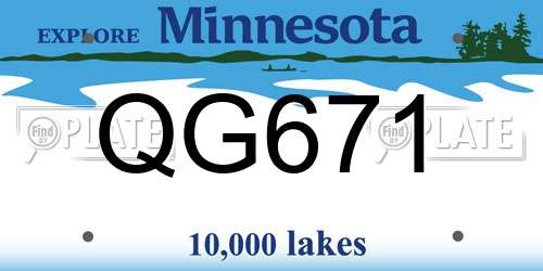 QG671 Minnesota License Plate