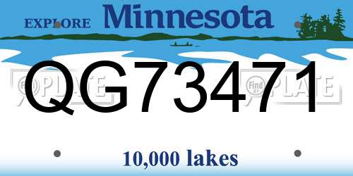 QG73471 Minnesota License Plate