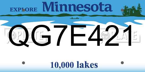 QG7E421 Minnesota License Plate