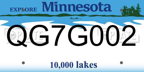 QG7G002 Minnesota License Plate