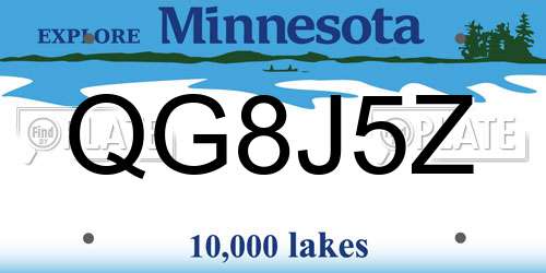 QG8J5Z Minnesota License Plate