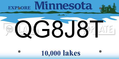 QG8J8T Minnesota License Plate