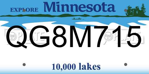 QG8M715 Minnesota License Plate