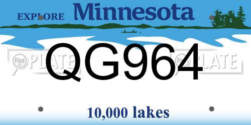 QG964 Minnesota License Plate