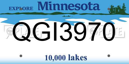 QGI3970 Minnesota License Plate