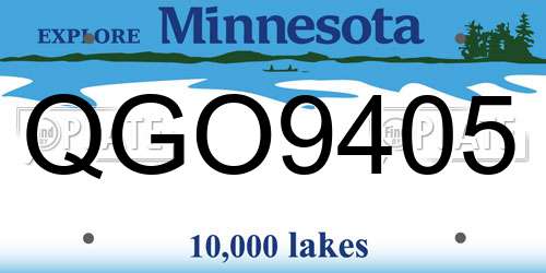 QGO9405 Minnesota License Plate