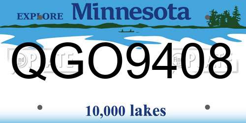 QGO9408 Minnesota License Plate