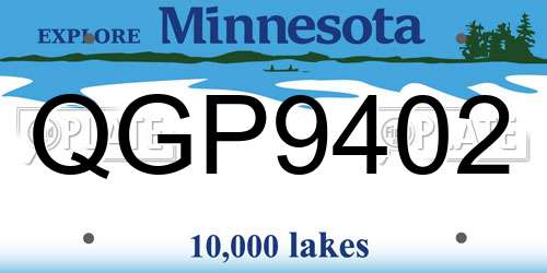 QGP9402 Minnesota License Plate
