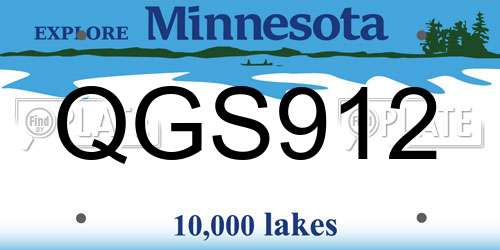 QGS912 Minnesota License Plate