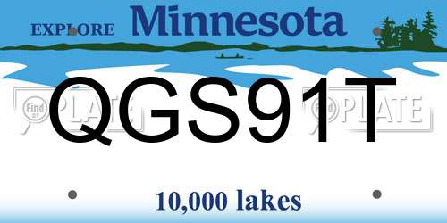 QGS91T Minnesota License Plate