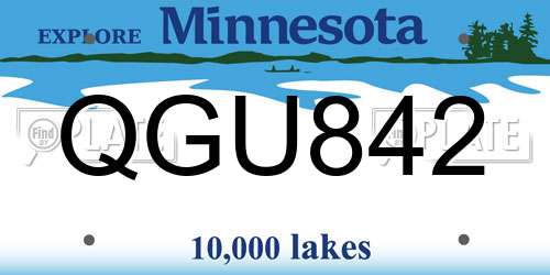 QGU842 Minnesota License Plate