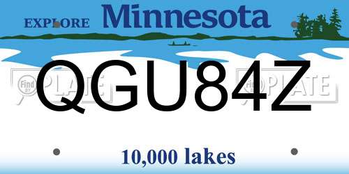 QGU84Z Minnesota License Plate