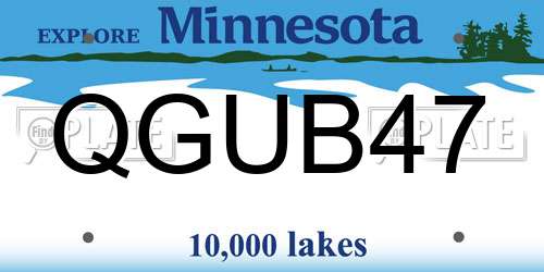 QGUB47 Minnesota License Plate