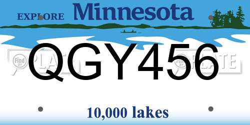 QGY456 Minnesota License Plate