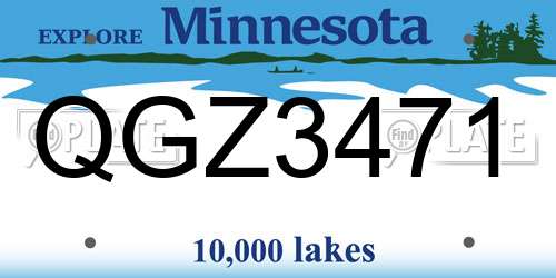 QGZ3471 Minnesota License Plate