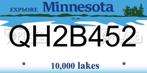 QH2B452 Minnesota License Plate