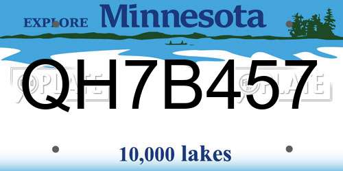 QH7B457 Minnesota License Plate