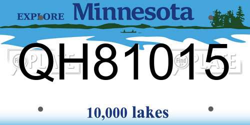 QH81015 Minnesota License Plate