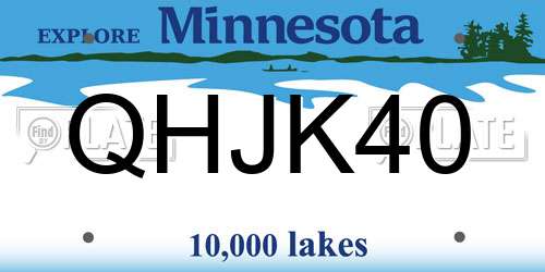 QHJK40 Minnesota License Plate