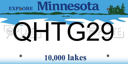 QHTG29 Minnesota License Plate