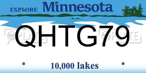 QHTG79 Minnesota License Plate