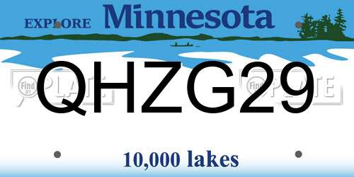 QHZG29 Minnesota License Plate