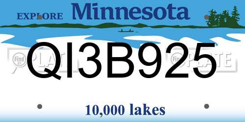 QI3B925 Minnesota License Plate