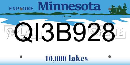 QI3B928 Minnesota License Plate