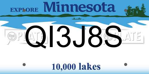 QI3J8S Minnesota License Plate