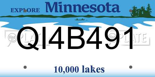 QI4B491 Minnesota License Plate
