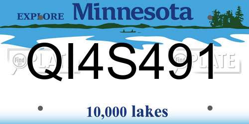 QI4S491 Minnesota License Plate