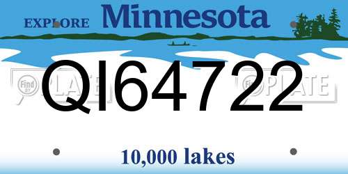 QI64722 Minnesota License Plate