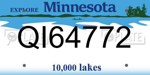 QI64772 Minnesota License Plate