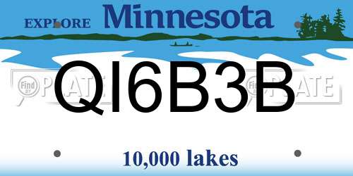 QI6B3B Minnesota License Plate