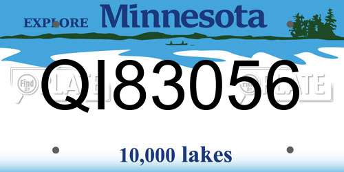 QI83056 Minnesota License Plate