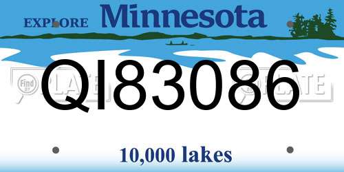 QI83086 Minnesota License Plate