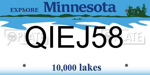 QIEJ58 Minnesota License Plate