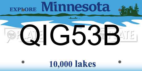 QIG53B Minnesota License Plate