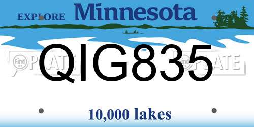QIG835 Minnesota License Plate