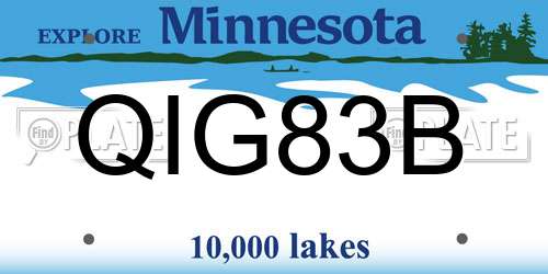 QIG83B Minnesota License Plate