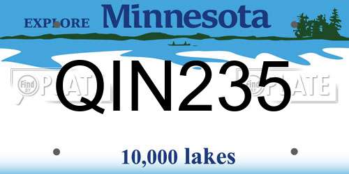 QIN235 Minnesota License Plate