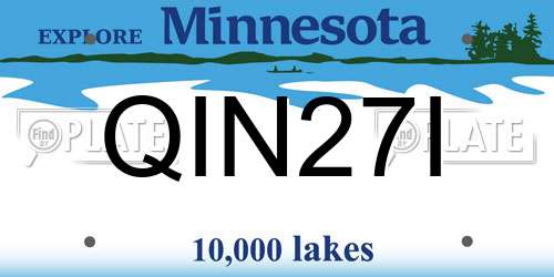 QIN27I Minnesota License Plate