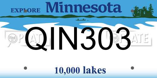 QIN303 Minnesota License Plate